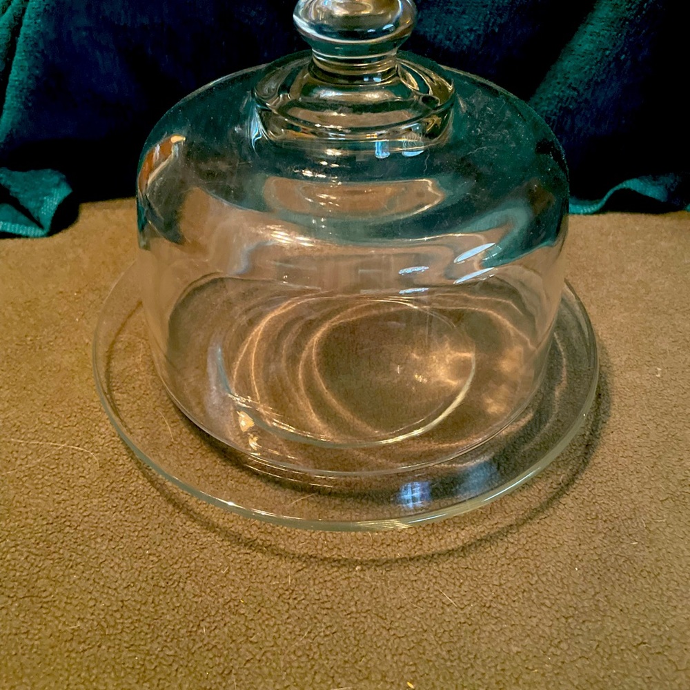 Large Clear Glass Cheese Ball Confectionery Cap Cake Bell with Clear Plate